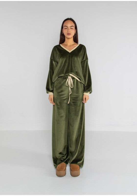 Pantalone palazzo in ciniglia orsetto - LOK11013/999