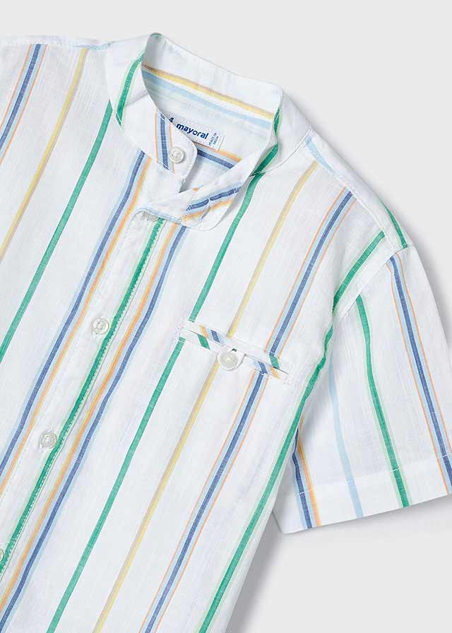 Camicia m/c collo coreana righe - 3115B