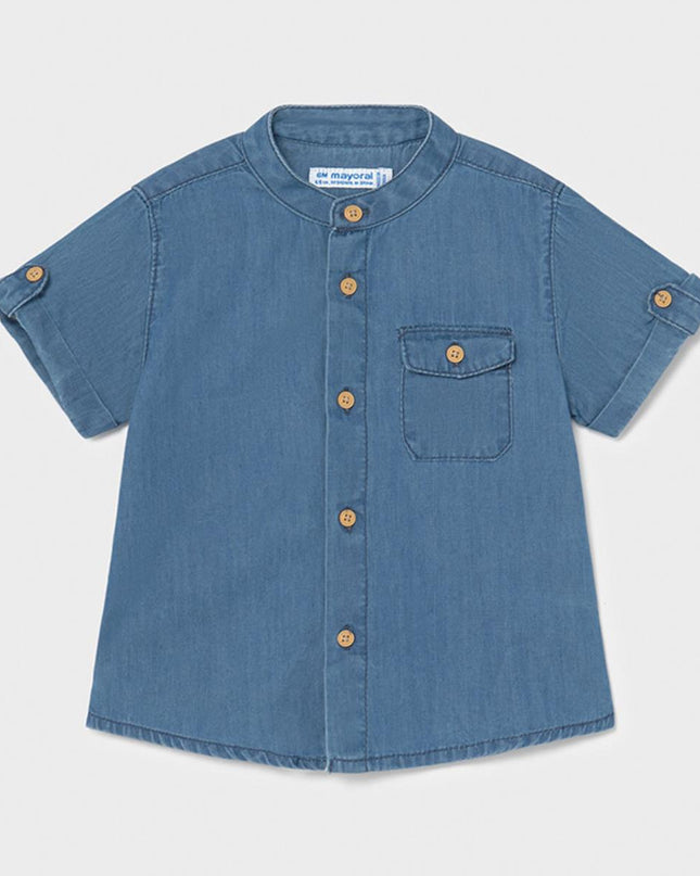CAMICIA M/C JEANS COLLO MAO - 1116