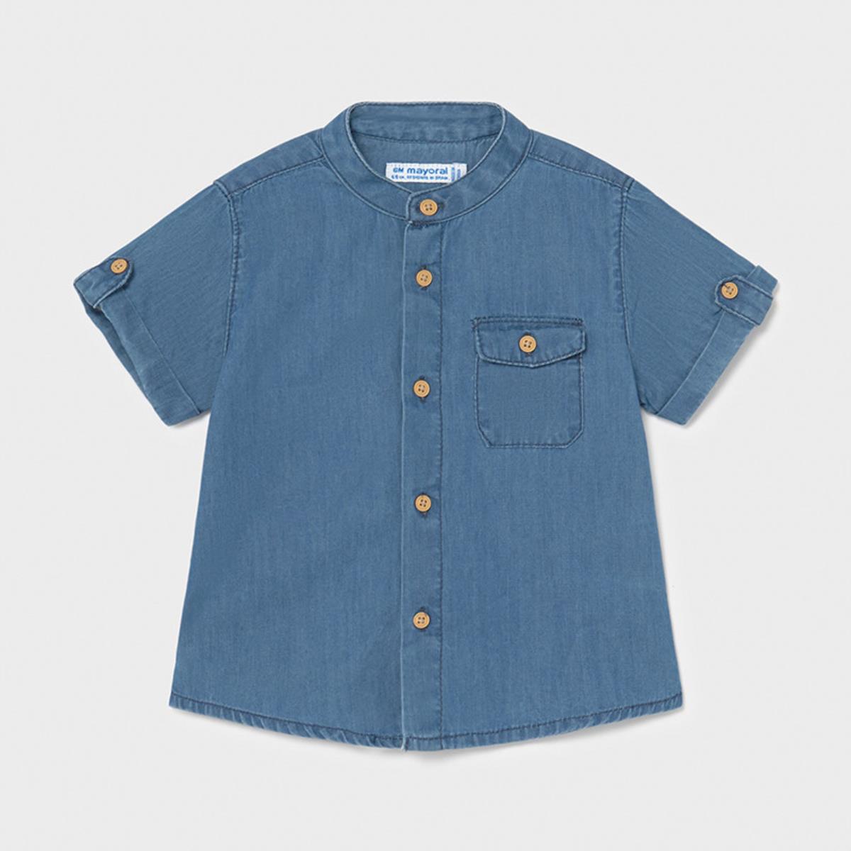CAMICIA M/C JEANS COLLO MAO - 1116