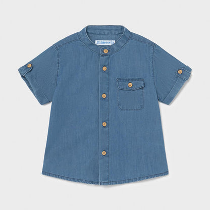 CAMICIA M/C JEANS COLLO MAO - 1116