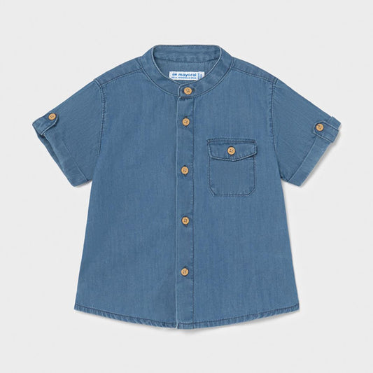 CAMICIA M/C JEANS COLLO MAO - 1116