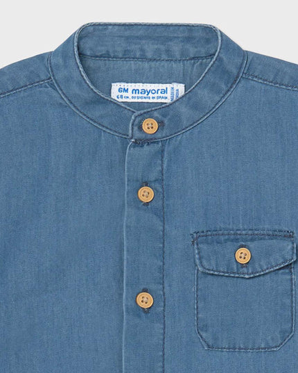 CAMICIA M/C JEANS COLLO MAO - 1116