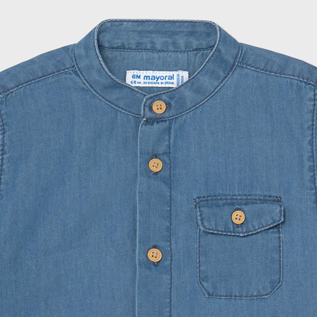 CAMICIA M/C JEANS COLLO MAO - 1116