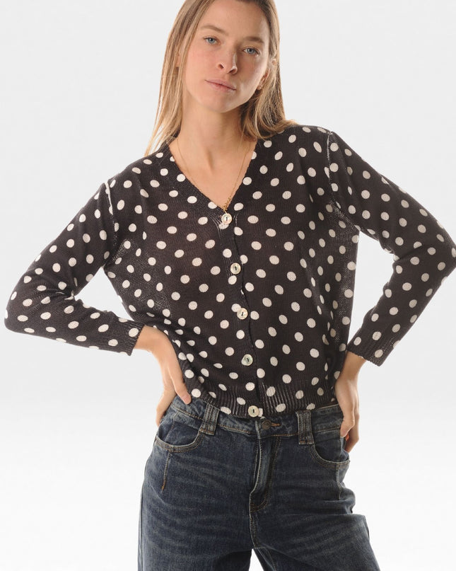 Cardigan in maglia stampa pois - LOK06/1114