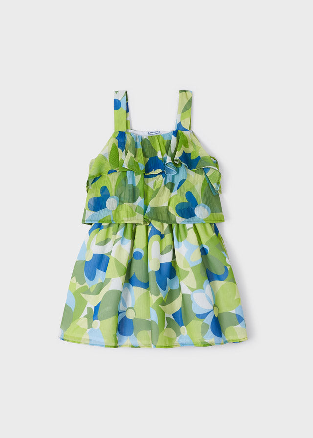 Vestito chiffon con volant - 3940