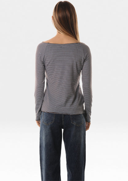 T-shirt scollo barca righine - LOK18440