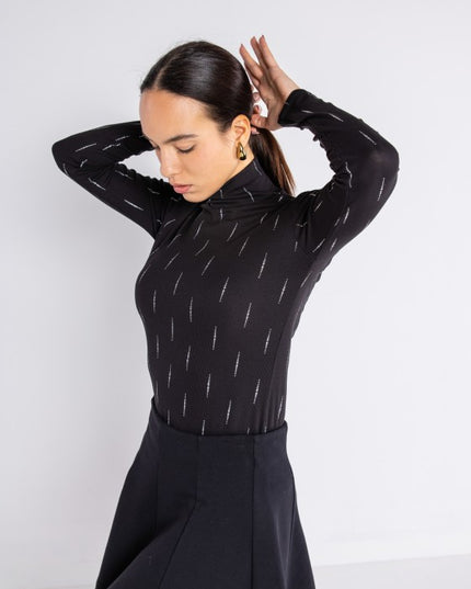 Maglia collo alto costine glitter - LOK036/1283