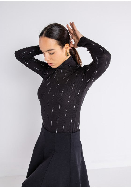 Maglia collo alto costine glitter - LOK036/1283