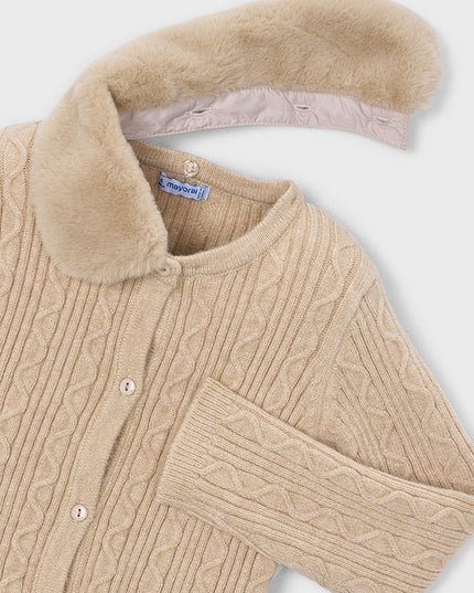 Cardigan tricot colletto pell - 4324