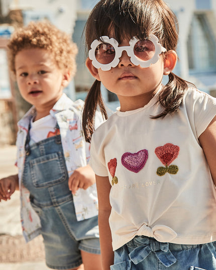 Maglietta m/c applicazioni crochet - 1046