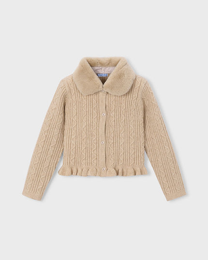 Cardigan tricot colletto pell - 4324