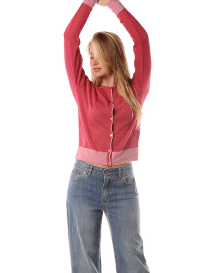 Cardigan Girocollo in Lurex Donna LOKITA - Ciliegia
