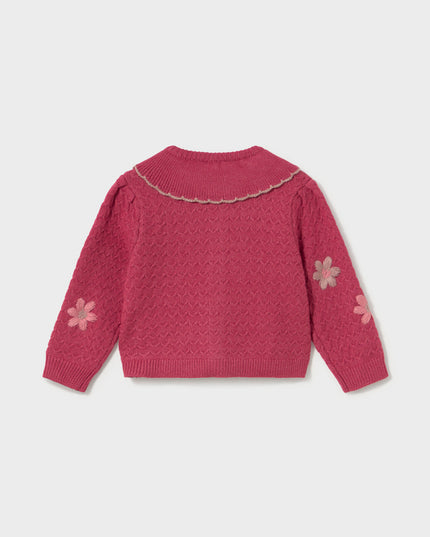 Cardigan tricot fiori ricami - 2306
