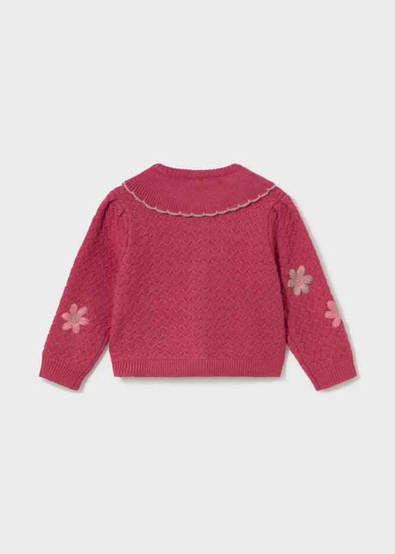 Cardigan tricot fiori ricami - 2306