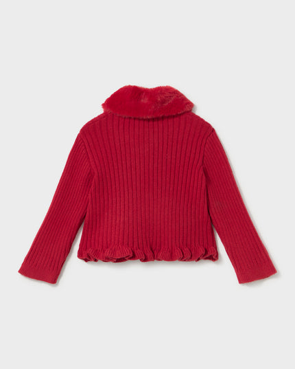 Cardigan tricot colletto pell - 2386