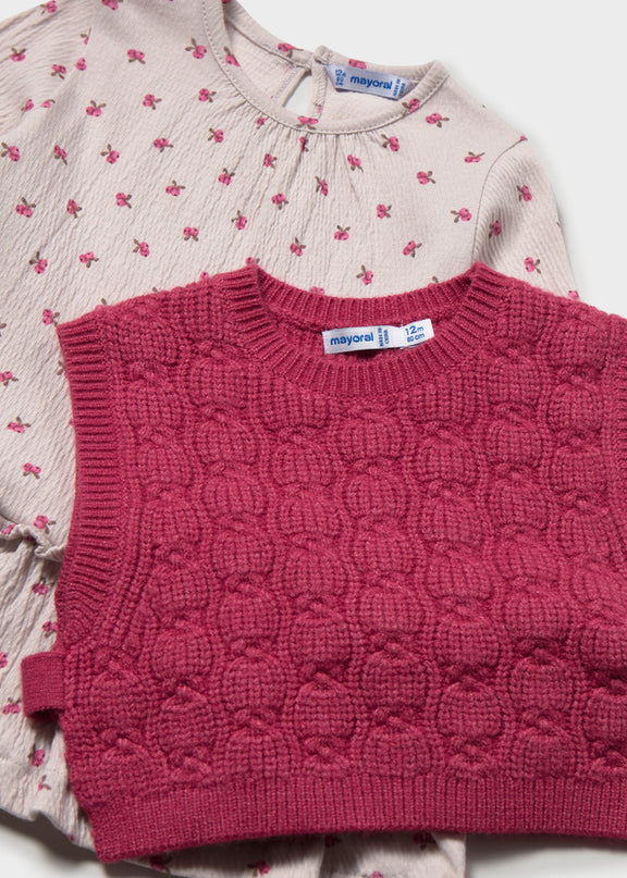 Vestito con gilet tricot - 2943
