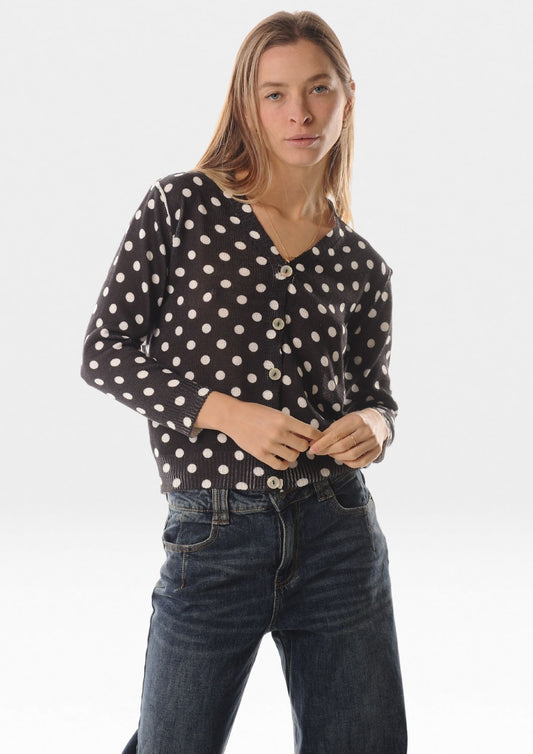 Cardigan in maglia stampa pois - LOK06/1114