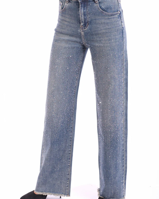 Jeans sfrangiato strass - AISA7175