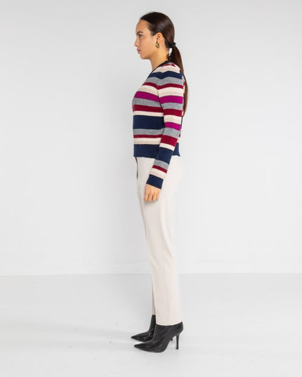 Maglia costina girocollo riga - LOk24917/161