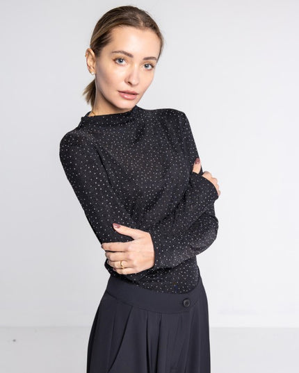 Top sotto giacca in tessuto strech strass - LOK485/1113