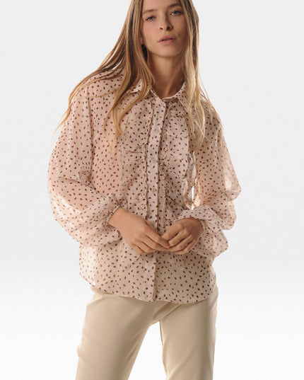 Camicia con Rouches in Crepon Fantasia Donna LOKITA - Avorio
