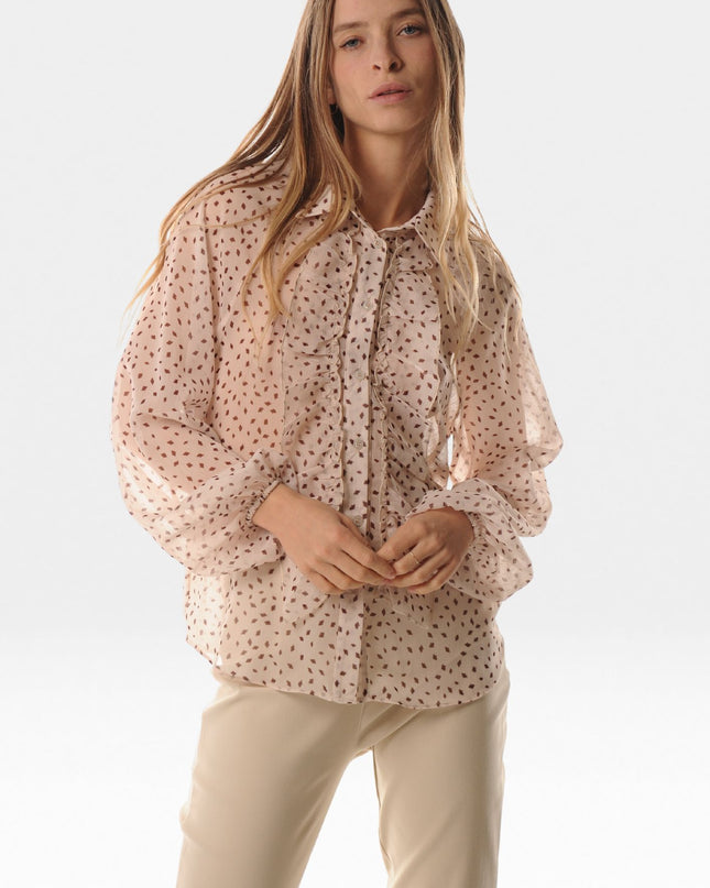Camicia rouches in crepon fantasia - LOK729