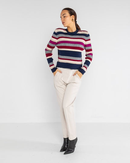 Maglia costina girocollo riga - LOk24917/161
