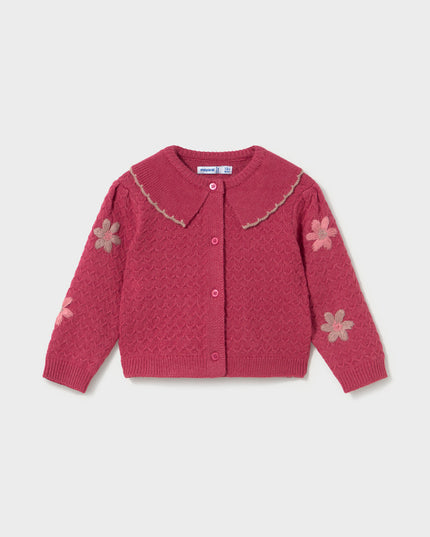 Cardigan tricot fiori ricami - 2306