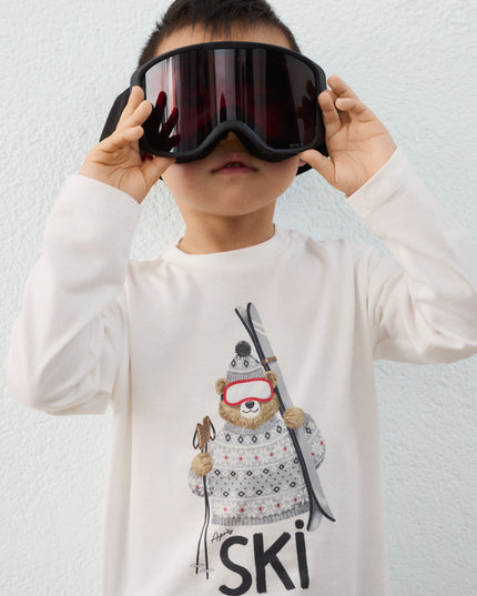 Maglietta m/l print orso ski - 4024