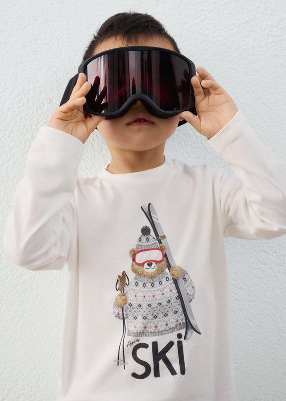 Maglietta m/l print orso ski - 4024