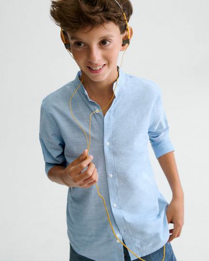 Camicia m/l collo coreano - 6176
