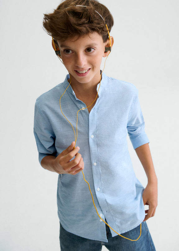 Camicia m/l collo coreano - 6176