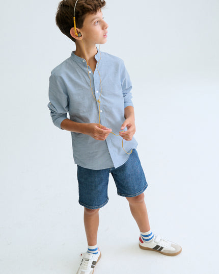 Camicia m/l collo coreano - 6176