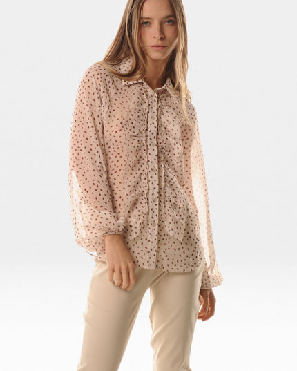 Camicia con Rouches in Crepon Fantasia Donna LOKITA - Avorio