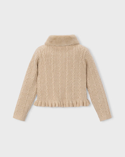 Cardigan tricot colletto pell - 4324