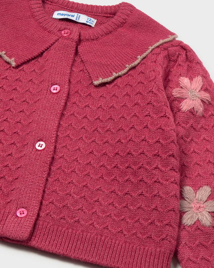 Cardigan tricot fiori ricami - 2306