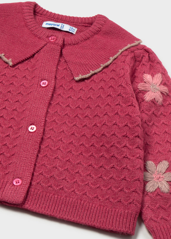 Cardigan tricot fiori ricami - 2306