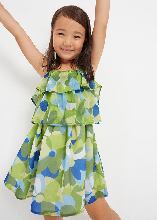 Vestito chiffon con volant - 3940