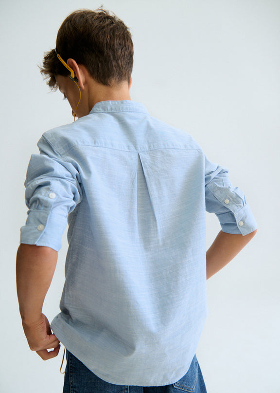 Camicia m/l collo coreano - 6176