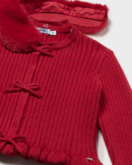 Cardigan tricot colletto pell - 2386