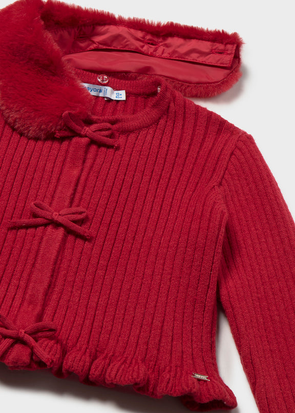 Cardigan tricot colletto pell - 2386