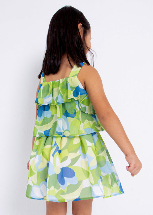 Vestito chiffon con volant - 3940