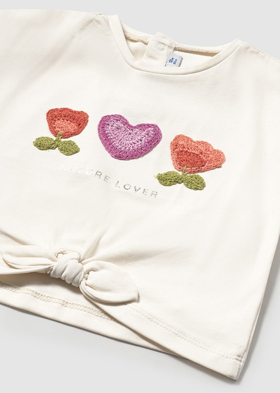 Maglietta m/c applicazioni crochet - 1046