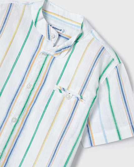 Camicia m/c collo coreana righe - 3115B