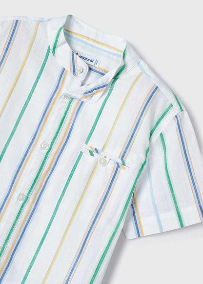 Camicia m/c collo coreana righe - 3115B